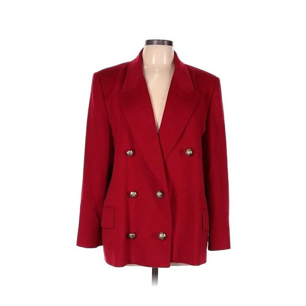 Jaeger Red Double Breasted Wool Blazer Jacket 14